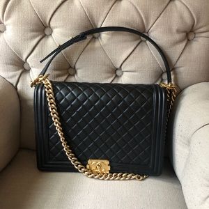 Boy Chanel Handbag Lambskin with Gold Hardware